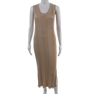 Casasola Women Sweater Dress Beige Striped Silk Cotton Size S